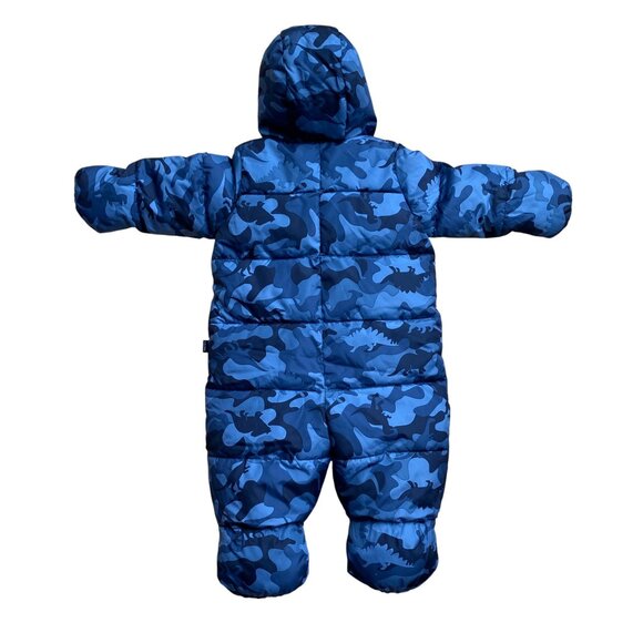 Baby Gap Dinosaur Print ColdControl Max One-Piece Quilted Snowsuit Blue 6-12 mos - Picture 10 of 16